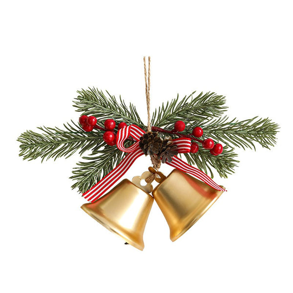 Decoratiune de Craciun pentru Brad, Model 2 Clopotei de Craciun cu Crenguta de Brad