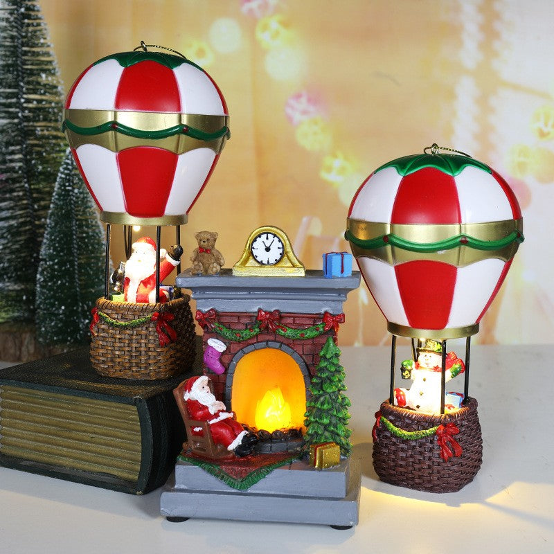 Decoratiune de Craciun tip Balon cu Aer Cald si Om de Zapada Iluminare LED
