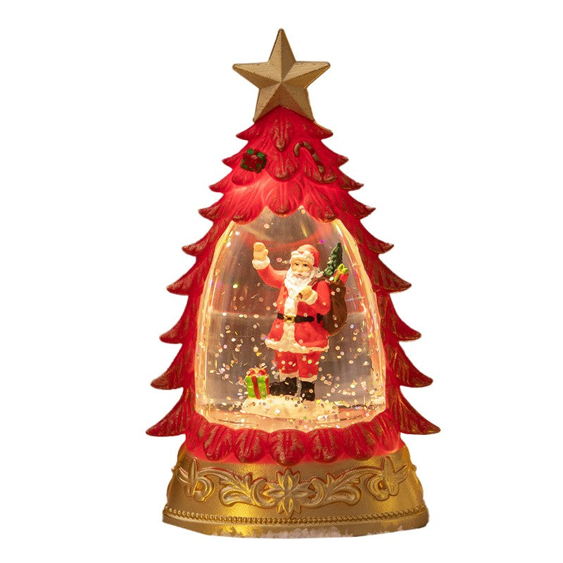 Decoratiune de Craciun tip Brad, Glob de Cristal cu Fulgi de Zapada, 16 cm