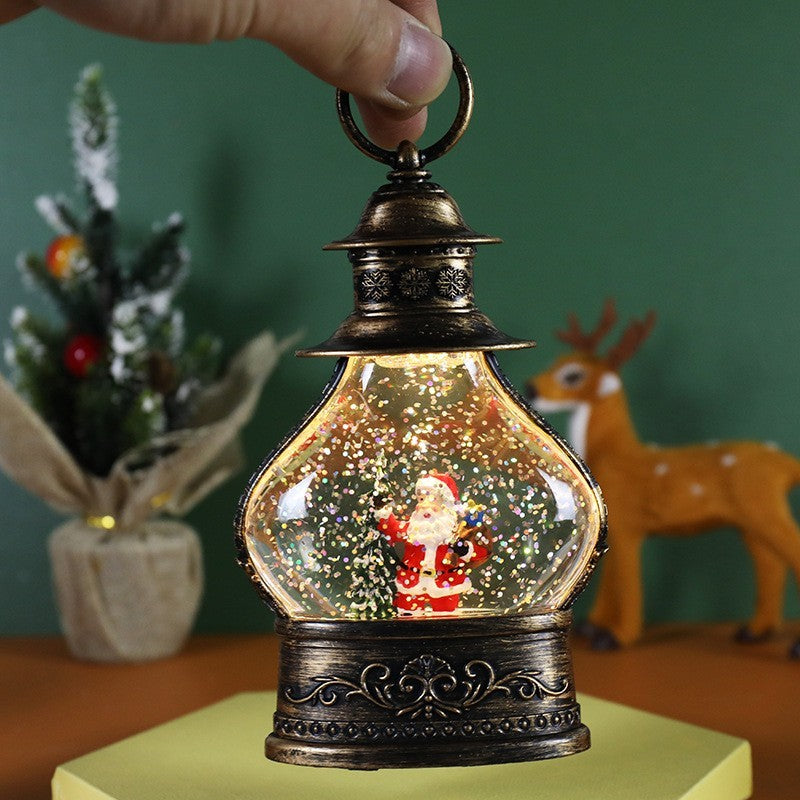 Decorațiune de Crăciun tip felinar , Glob de Cristal cu fulgi de zăpadă, 15cm