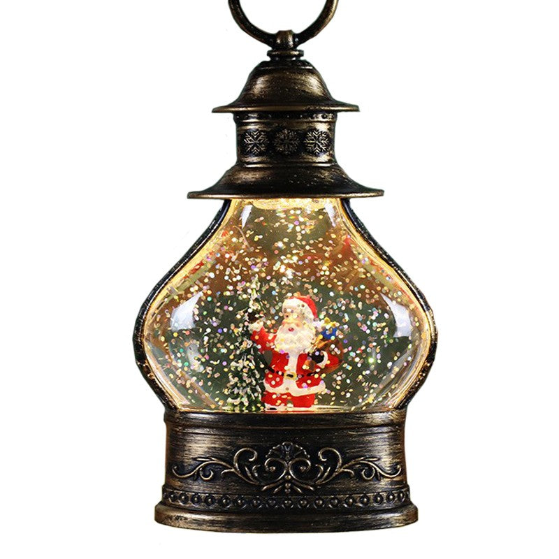 Decorațiune de Crăciun tip felinar , Glob de Cristal cu fulgi de zăpadă, 15cm