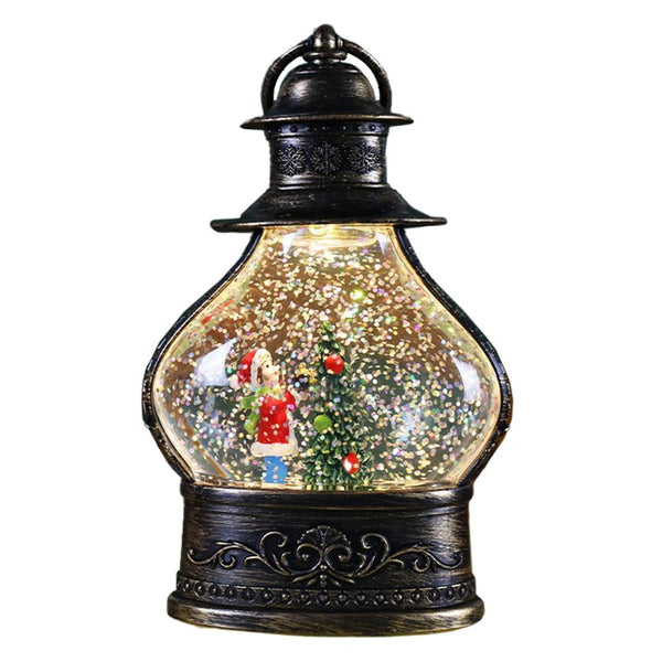 Decoratiune de Craciun tip Felinar, Glob de Cristal cu Fulgi de Zapada