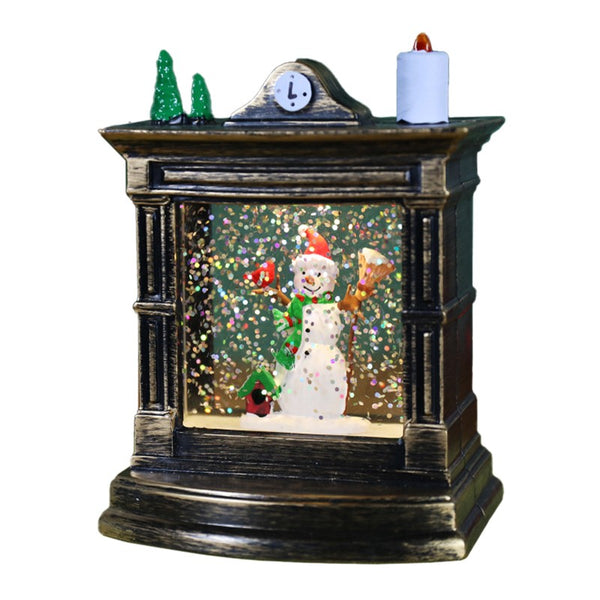 Decoratiune de Craciun tip Semineu, Model Om de Zapada, Iluminat LED, 12 cm