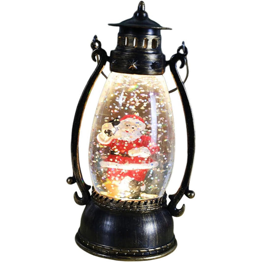 Decorațiune Crăciun, Felinar de Crăciun cu LED, Model Lampă cu Ulei, Mos Craciun, 14cm
