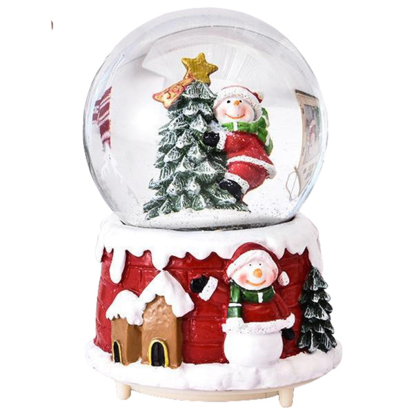 Decorațiune Crăciun- Glob cu zăpadă, "Moș Crăciun in Brad"