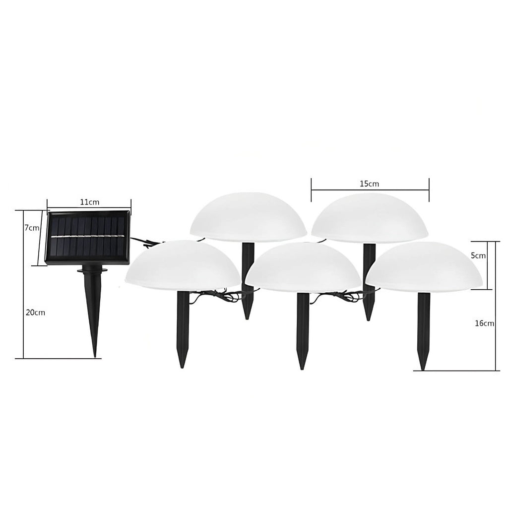 Decorațiune pentru grădină , Lampa solara in forma de ciuperca, set de 5, Lumina Alb Cald