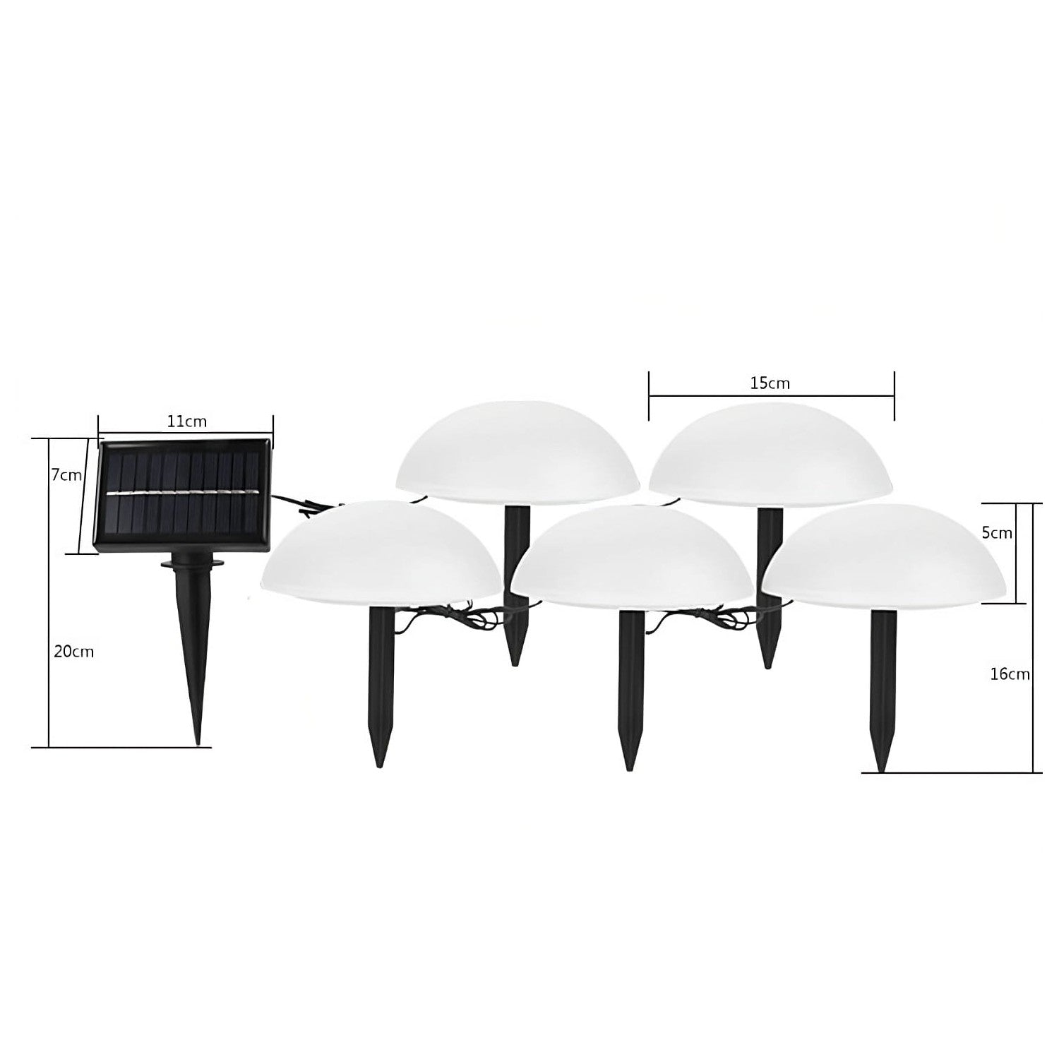 Decorațiune pentru grădină , Lampa solara in forma de ciuperca, set de 5, Lumina Alb Rece