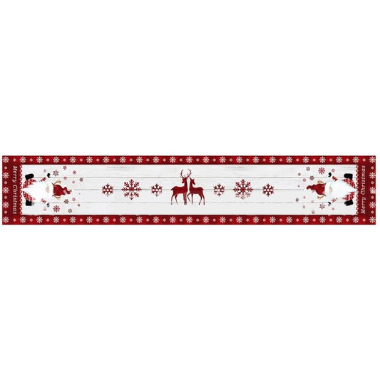 Față de Masă Crăciun, Model Elfi și Reni, din Textil, 33 x 180 cm