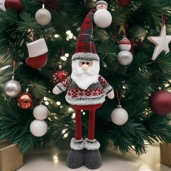 Figurina Decorativă de Crăciun - Mos Craciun cu Picioare Telescopice, 44-54 cm