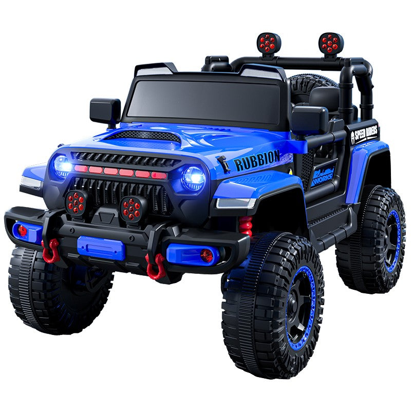 Mașină Electrică pentru Copii 3-9 ani, Off-Road, Conectare Bluetooth, telecomandă, Tracțiune Integrală, Lumina Intermitenta, Baterie 12V 7Ah, 120x63x68cm Albastru