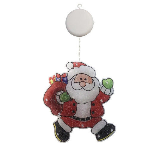 Decorațiune de Crăciun pentru fereastra model Moș Crăciun cu sac, LED, 22 cm