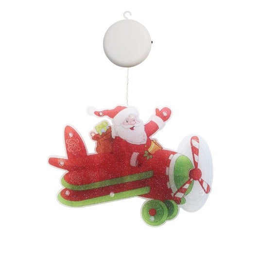 Decorațiune de Crăciun pentru Fereastra , Model Avionul Lui Moș Crăciun, 23 cm, LED