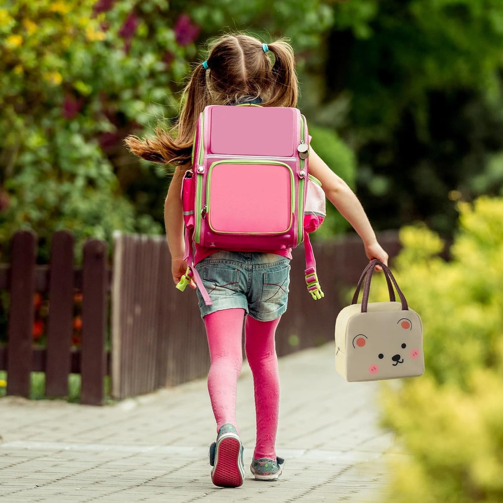 🎒 Geantă Frigorifică Copii MaisonElise, Model Ursuleț Bej, 22x14x19 cm, Pânză Oxford Izolată Termic, Prânz & Picnic, Design Desene Animate