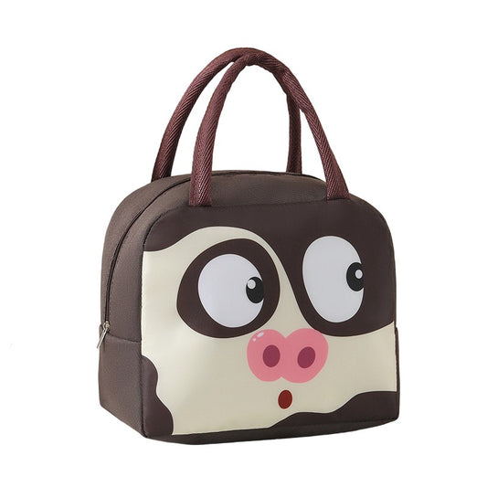 Geantă Frigorifică Copii MaisonElise, Model Porcușor, Pânză Oxford, Portabilă, Prânz/Picnic, 22x14x19 cm, Maro