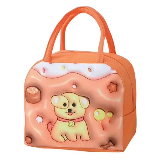🐶 Geantă Frigorifică Copii MaisonElise, Model Cățeluș Maro 3D, 23x13x19 cm, Termoizolată, Pânză Oxford, Prânz & Picnic, Portabilă pentru Grădiniță și Școală