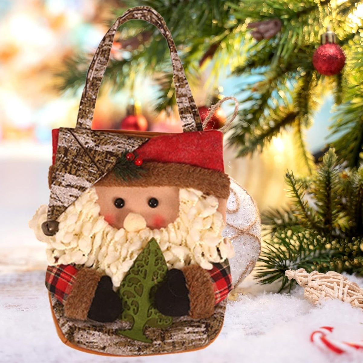 Geantă pentru Cadouri de Crăciun, Model Moș Crăciun, Decor Festiv, 46 x 23 x 2 cm, Multicolor