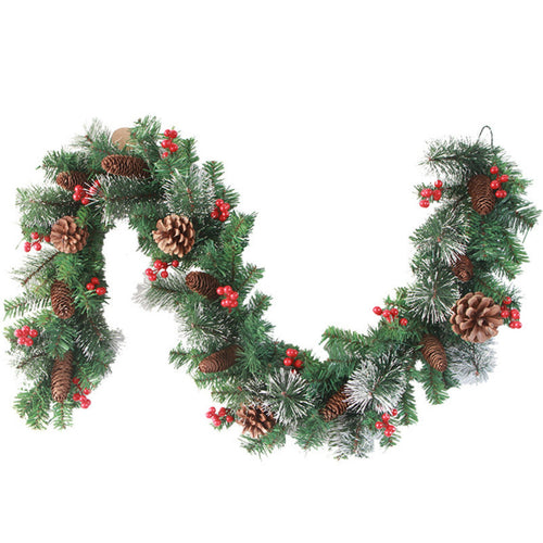 Ghirlanda de Crăciun model imperial, 270cm, Conuri, Merișoare si Vârfuri ninse