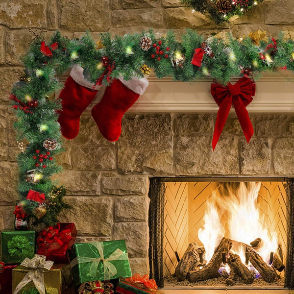 Ghirlanda de Crăciun, 180 cm, cu 30 LED-uri, Brad Artificial Decorat, Funcționare pe Baterii