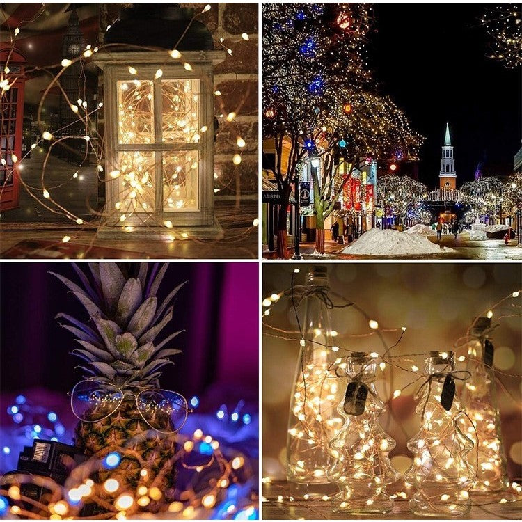 Instalație de Crăciun Solara tip furtun, 100 LED-uri, 12m, Telecomanda, Lumina Alb Cald