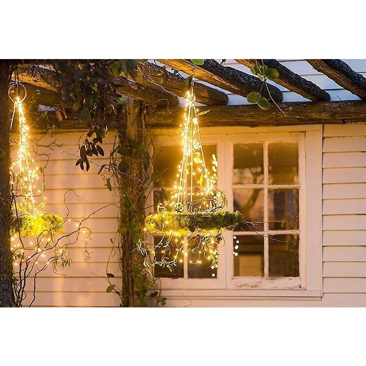Instalație de Crăciun Solara tip furtun, 100 LED-uri, 12m, Telecomanda, Lumina Alb Cald