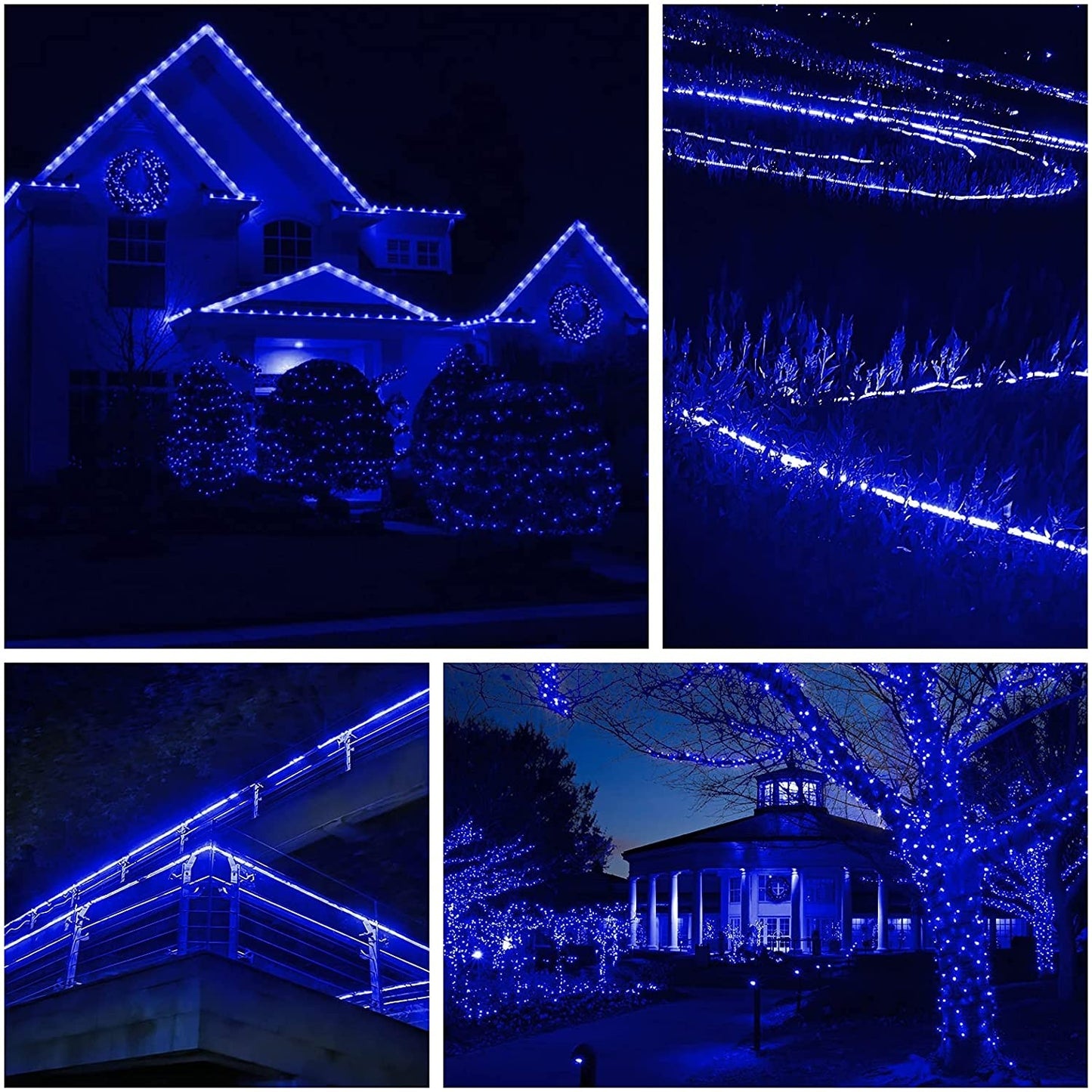 Instalație de Crăciun tip furtun liminos, 4m 96 LED-uri, sectionabila, Albastru