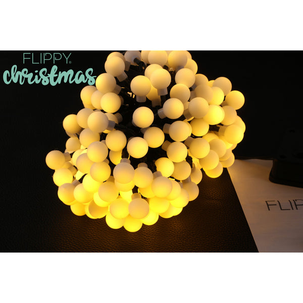 Instalatie de Craciun Solara, 22 m, 200 de LED-uri cu ornament tip Bulb, 8 jocuri de lumini, Lumina Alb Cald