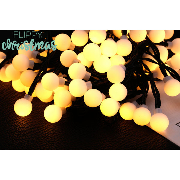 Instalatie de Craciun Solara, 5 m, 20 de LED-uri cu ornament tip Bulb, 8 jocuri de lumini, Lumina Alb Cald