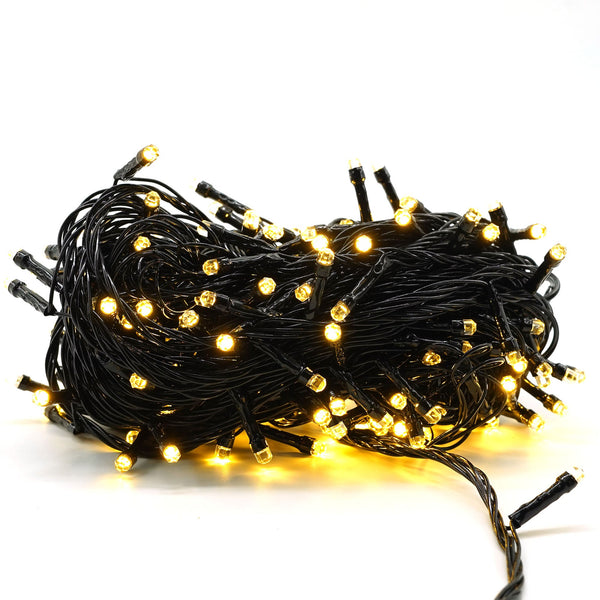 Instalație de Crăciun Liniara 16m, 200 LED, 8 jocuri de lumini, Led in 6 colțuri, Lumina Alb Cald