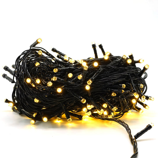 Instalație de Crăciun Liniara 23m, 300 LED, 8 jocuri de lumini, LED in 6 colțuri, Lumina Alb Cald