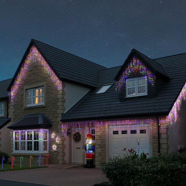 Instalație de Crăciun tip Franjuri/Turturi 4m , 120 LED-uri, 8 jocuri de lumini, INTERCONECTABILA, Lumina Multicolora