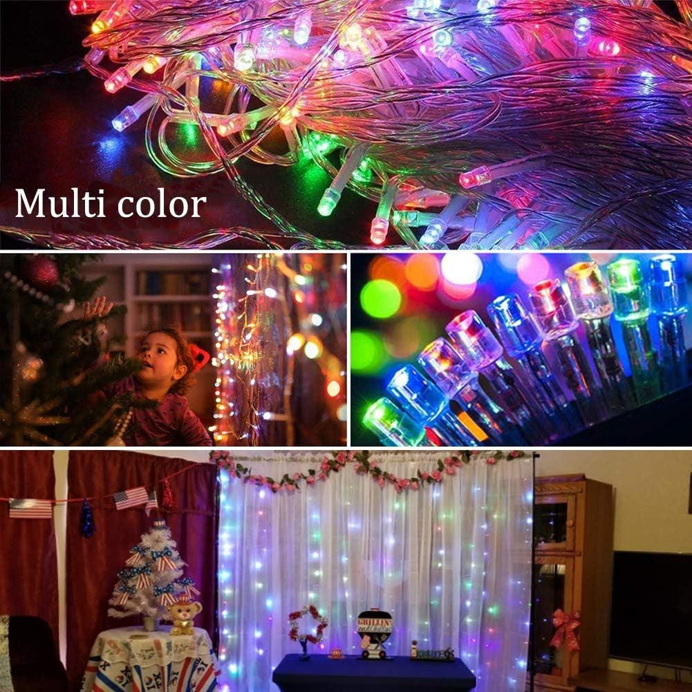 Instaltie de Crăciun tip perdea, 2m x 1m, 120 LED, 8 jocuri de lumini, INTERCONECTABILA, Lumina Multicolora