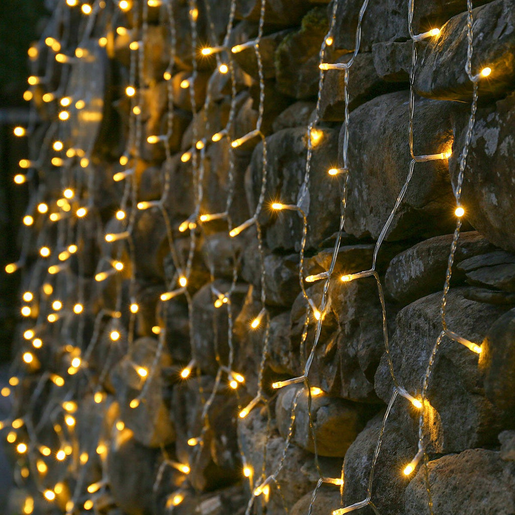 Instalație de Crăciun tip Perdea, 2m x 1m, 120 LED-uri, 8 jocuri de lumini, INTERCONECTABILA, Lumina Alb Cald