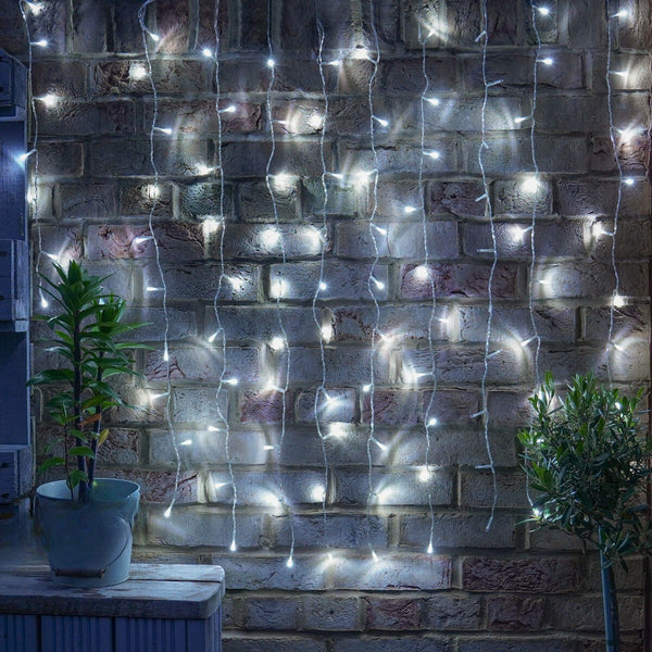 Instaltie de Crăciun tip Perdea, 3m x 3m, 320 LED-uri, 8 jocuri de lumini, INTERCONECTABILA, Lumina Alb Rece