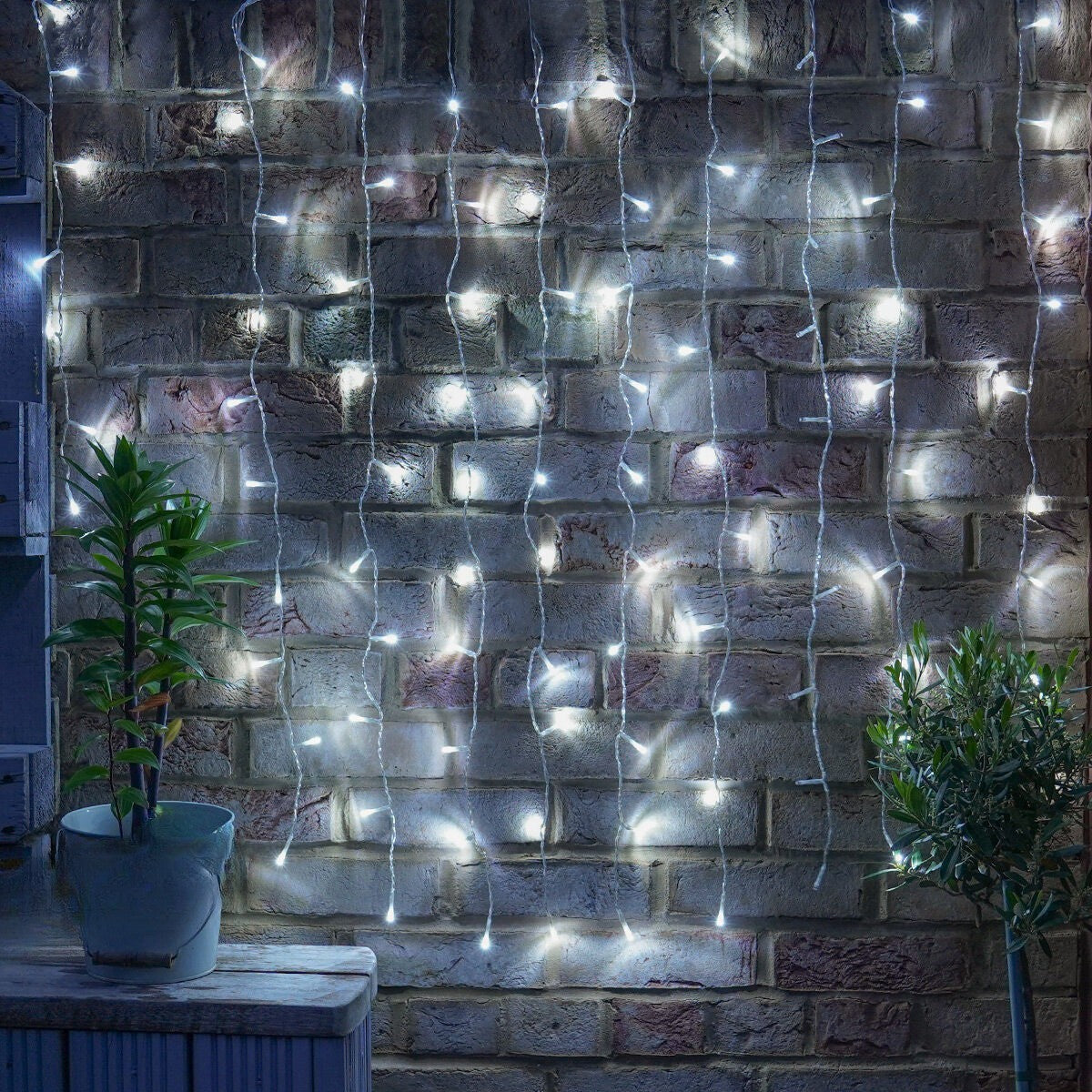 Instaltie de Crăciun tip Perdea, 5m x 1m, 200 LED-uri, 8 jocuri de lumini, INTERCONECTABILA, Lumina Alb Rece