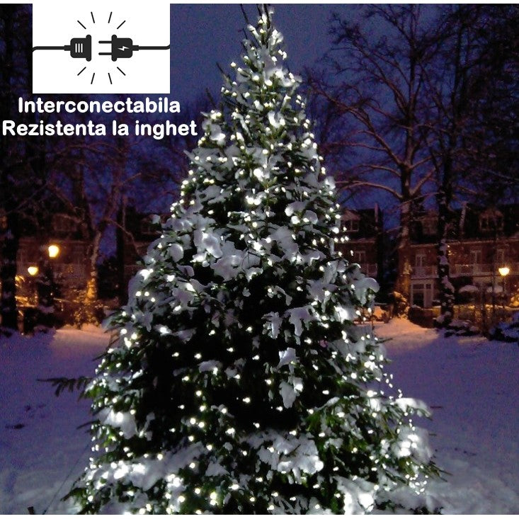 Instalație de Crăciun tip Plasa1.5m x1.5m, 120 LED-uri, 8 jocuri de lumini, interconectabila, Lumina Alb Rece