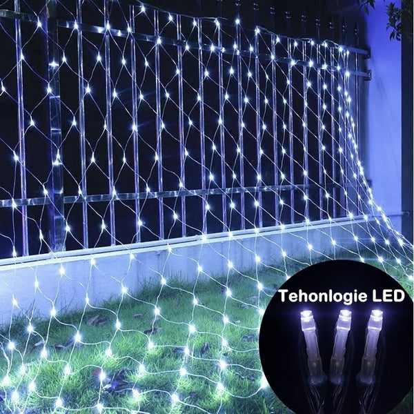 Instalație de Crăciun tip Plasa1.5m x1.5m, 120 LED-uri, 8 jocuri de lumini, interconectabila, Lumina Alb Rece