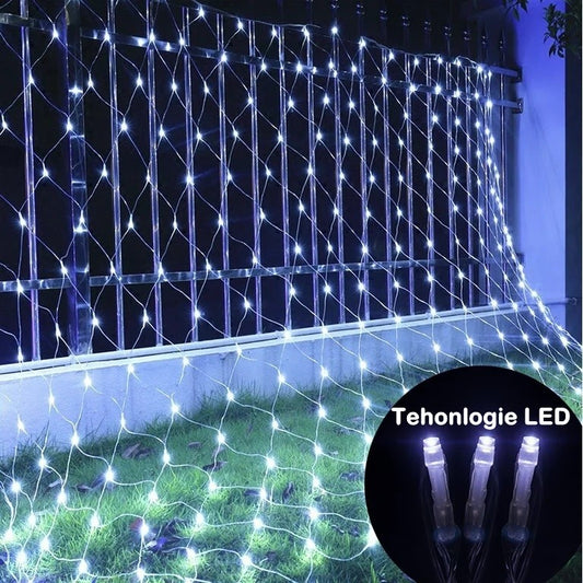 Instalație de Crăciun tip Plasa, 1.2m x1.2m, 80 LED-uri, 8 jocuri de lumini, interconectabila, Lumina Alb Rece