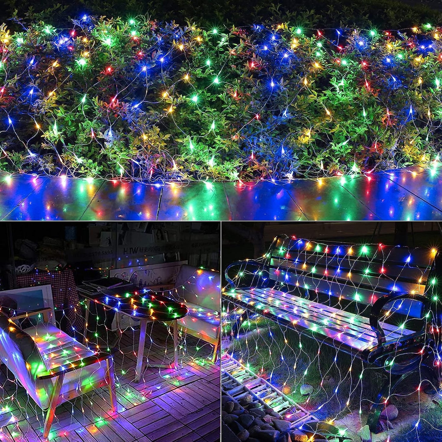 Instalație de Crăciun tip Plasa, 3m x 1m, 160 LED-uri, 8 jocuri de lumini, interconectabila, Lumina Multicolor