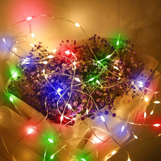 Instalație de Crăciun liniara, 100 micro led-uri, 10m, 8 jocuri de lumini, fir transparent , Lumini Multicolore