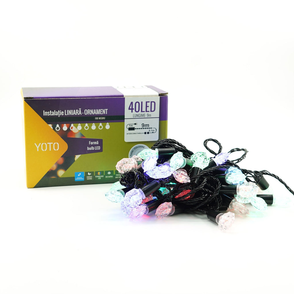 Instalație de Crăciun Liniara RGRB 9M, 40 LED model Anise , Multicolor