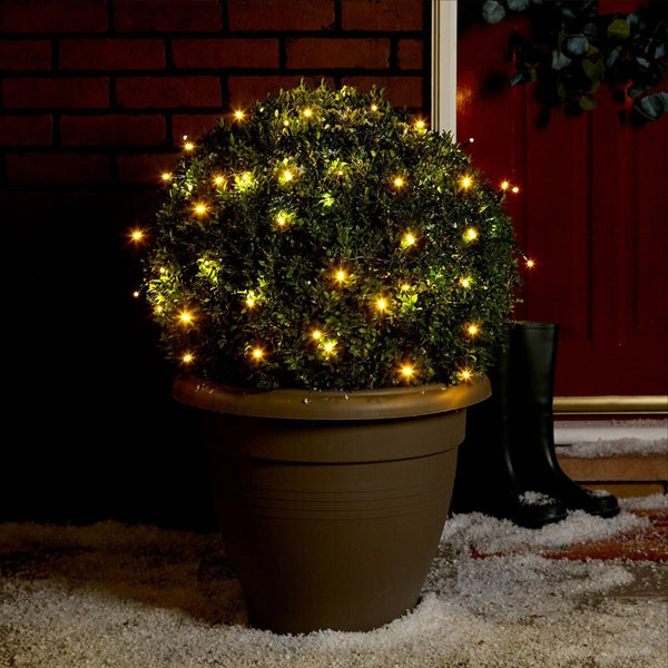 Instalație de Crăciun Liniara 9 m , 1 m cablu alimentare, 8 jocuri de lumini, 100 LED Alb cald