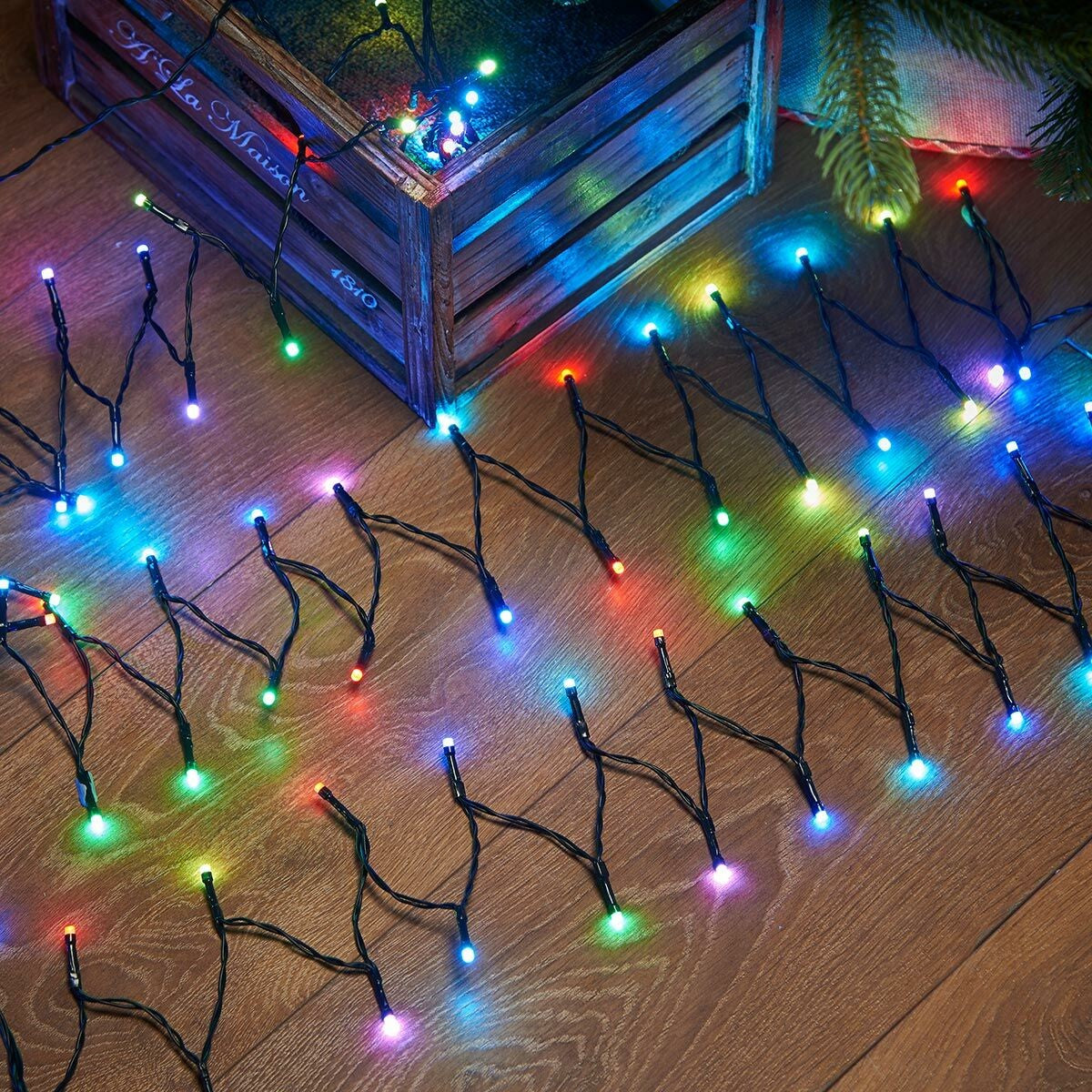 Instalație Crăciun liniara, 16m , 200 LED, 8 jocuri de lumini, Lumina Multicolora