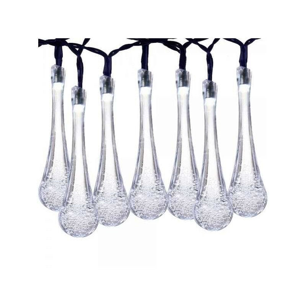 Instalație Solara, 6 m , 28 LED-uri Ornament tip picatura de apa , Lumina Alb Rece