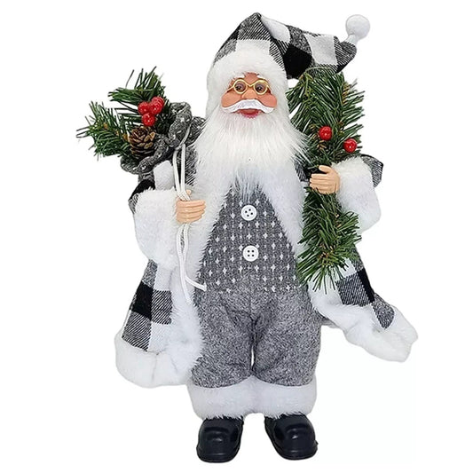 Figurină Decorativă Crăciun, Moș Crăciun cu Crenguță de Brad