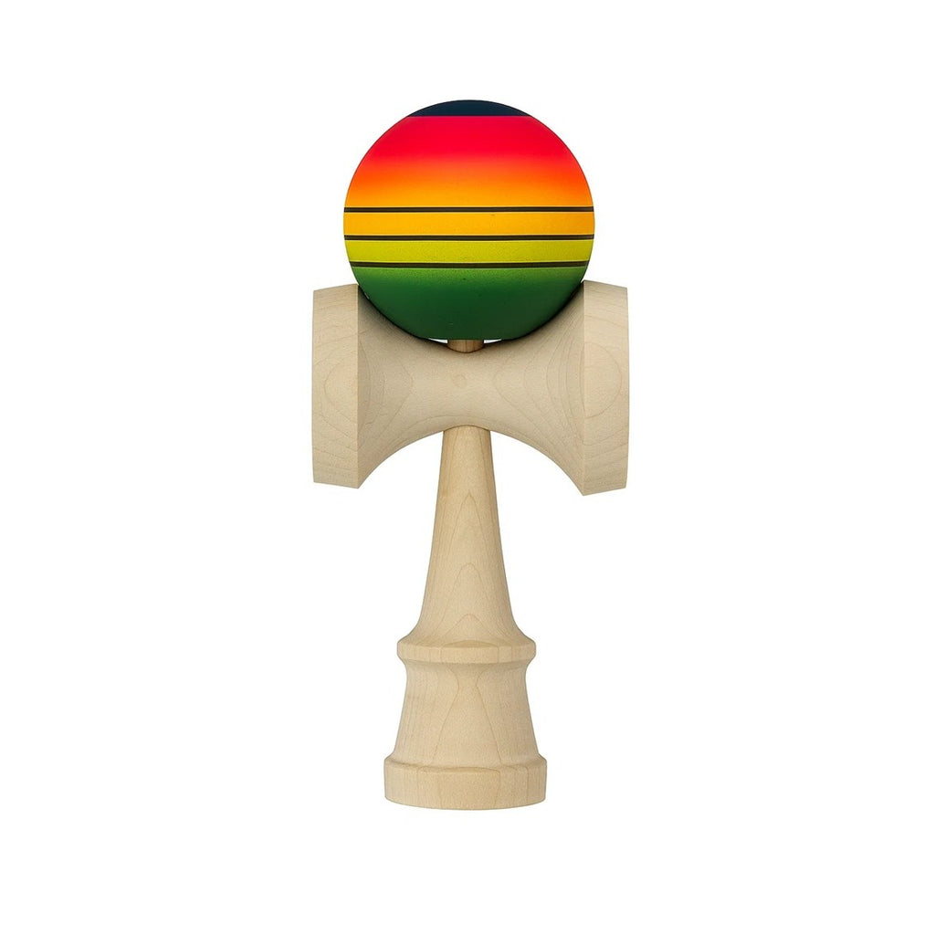 Jucărie KENDAMA din Lemn, 18 cm Model Roșu-Galben-Verde