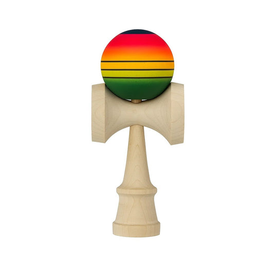 Jucărie KENDAMA din Lemn, 18 cm Model Roșu-Galben-Verde