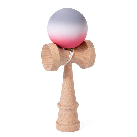 Jucărie KENDAMA din Lemn, 18 cm Gradient Roșu-Alb-Gri