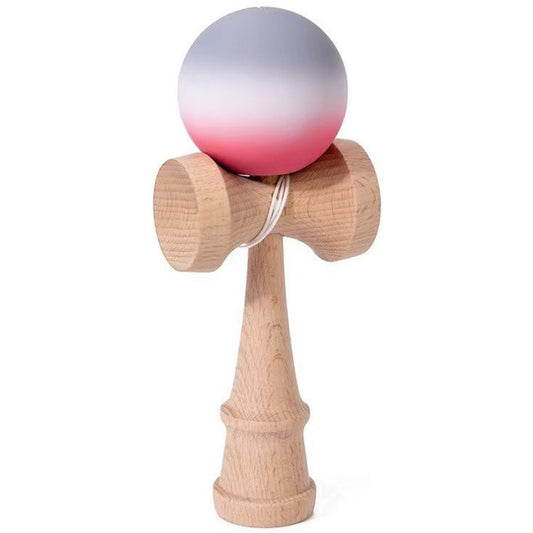 Jucărie KENDAMA din Lemn, 18 cm Gradient Roșu-Alb-Gri
