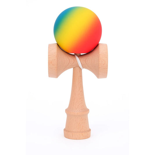 Jucărie KENDAMA din Lemn, 18 cm Gradient Roșu-Galben-Albastru