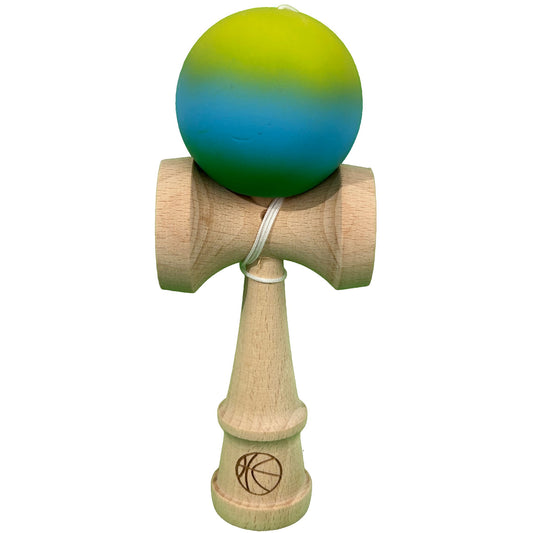 Jucărie KENDAMA din Lemn, 18 cm Gradient Galben-Albastru-Verde